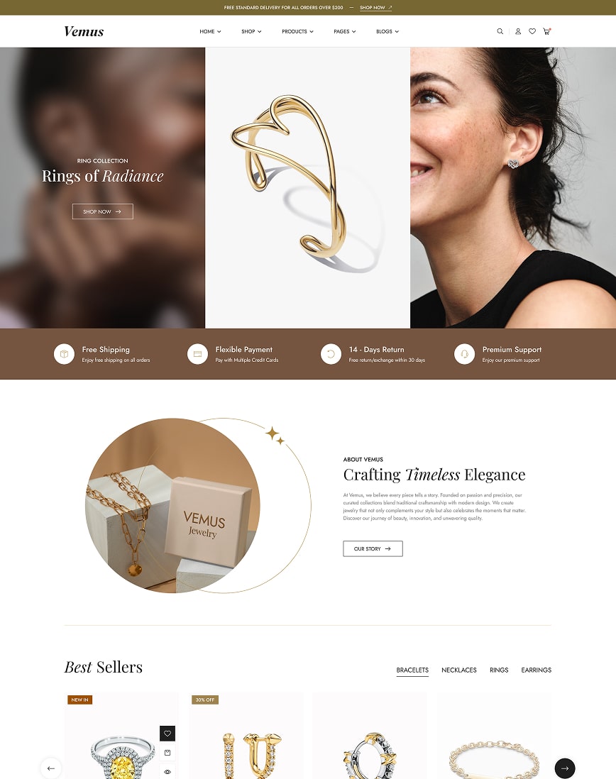 Vemus Jewelry Ecommerce project screenshot