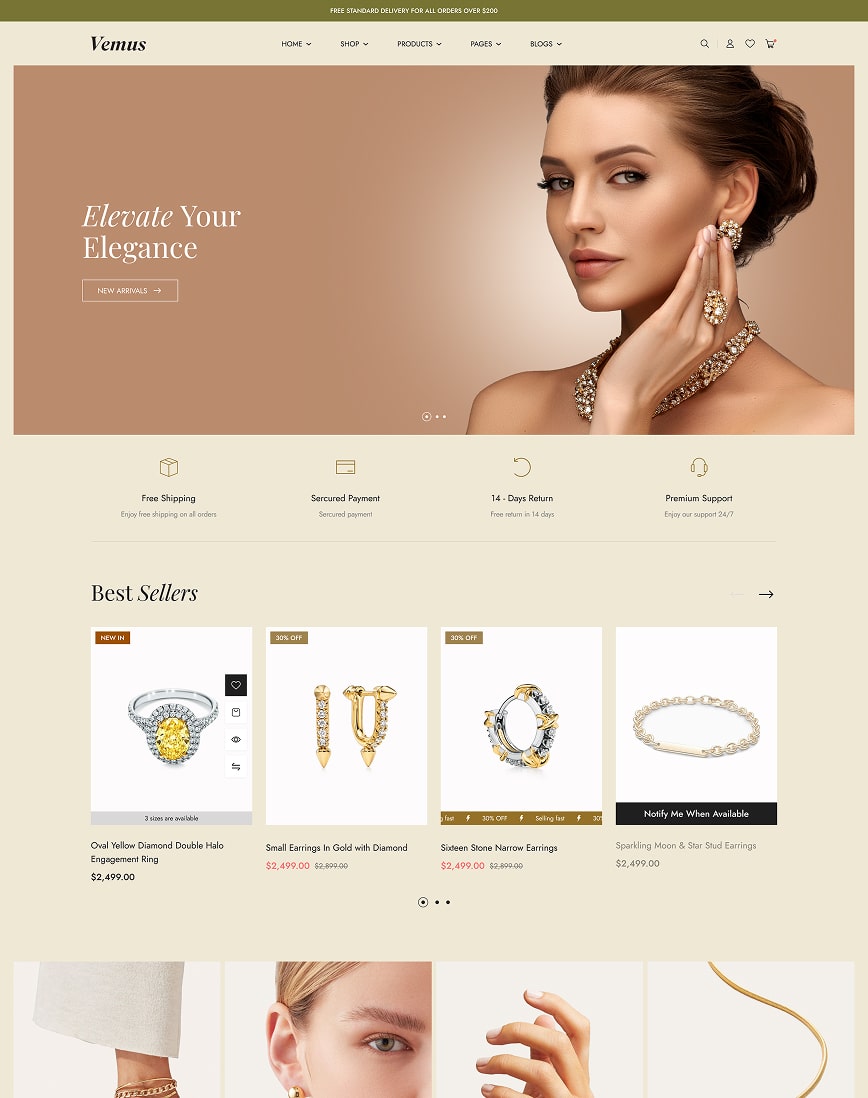 Vemus Jewelry Ecommerce project screenshot