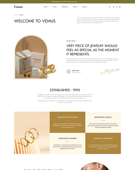 Vemus Jewelry Ecommerce project screenshot