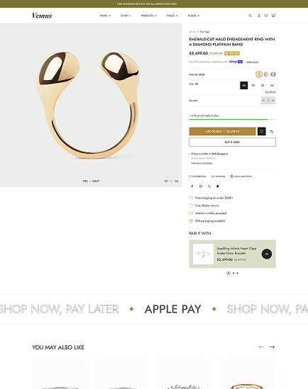 Vemus Jewelry Ecommerce project screenshot