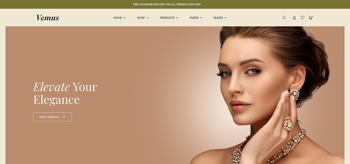 Vemus Jewelry Ecommerce project screenshot